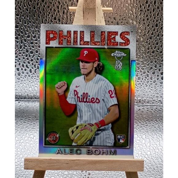 2021 Topps Chrome BEN BALLER Alec Bohm RC "SP 96 Refractor" #96TB-14 Phillies - Picture 4 of 5